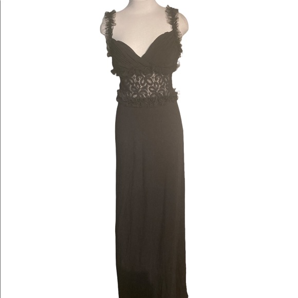Marc Bouwer Glamit Black Evening Gown Prom Dress with Semi Sheer Bodice Size 6